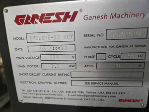 2012 GANESH CYCLONE 32 Swiss CNC Lathe, 4-Axis, 18 Tools, 7 Live Tools, C-Axis