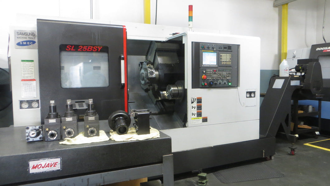 2016 SAMSUNG SL-2500BSY CNC TURNING CENTER with Y-Axis, Sub-Spindle, & Internal Parts Catcher